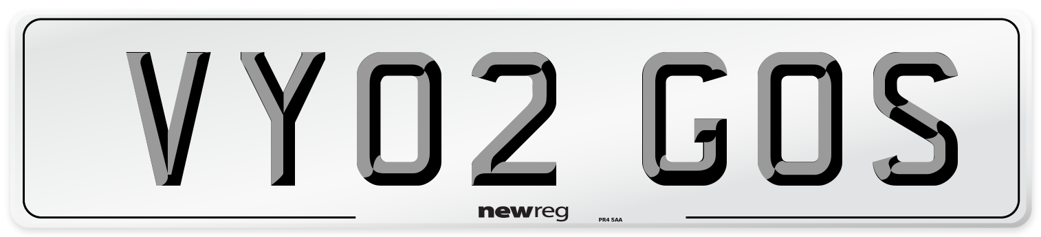 VY02 GOS Number Plate from New Reg